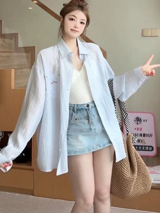 2025新款舒适口袋刺绣莱赛尔薄款防晒衬衫透气外套女休闲宽松上衣#休闲外套#衬衫#衬衫外套#法式衬衫#休闲衬衫外套