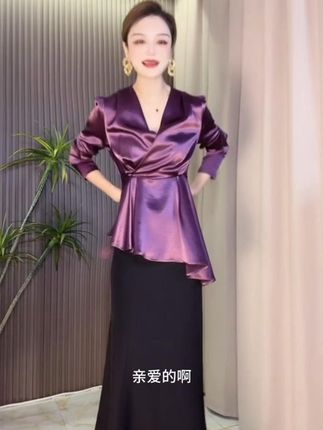 #早秋女装#显瘦穿搭 #上衣女2025新款爆款高级感#鱼尾裙半身裙