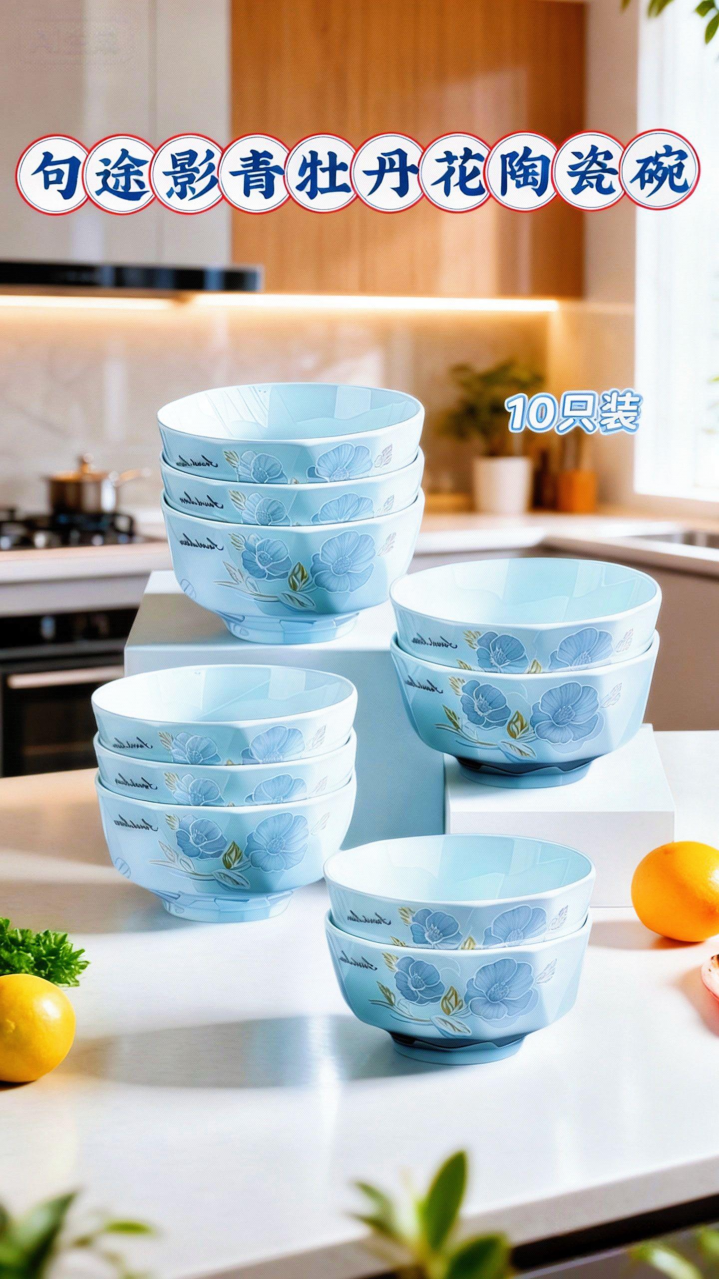 10只4.5英寸碗具,把牡丹的柔美姿态绘于瓷面,既有古典韵味,又不失现代设计感。采用厚实陶瓷材质,隔热效果出色,端拿热食稳稳当当。日常简餐或亲友聚餐,它都能完美融入场景。精致碗具唤醒用餐好心情,让每一餐都充满仪式感。想让餐桌更有格调?这套花碗值得入手,为生活注入一份优雅气息。#厨房用品#陶瓷餐具#陶瓷碗#米饭碗#好物分享