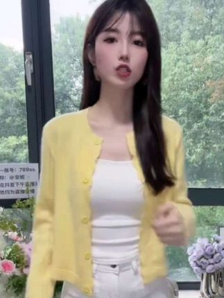 早秋韩系镂空设计小个子甜美短款针织开衫女#春秋薄款#上衣洋气上衣#早秋款搭配