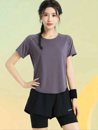 跑步套装女新款爆款运动速干衣专业晨跑服夏季薄款健身训练服#运动穿搭 #面料舒适透气 #运动套装穿搭 #运动套装 #健身穿搭