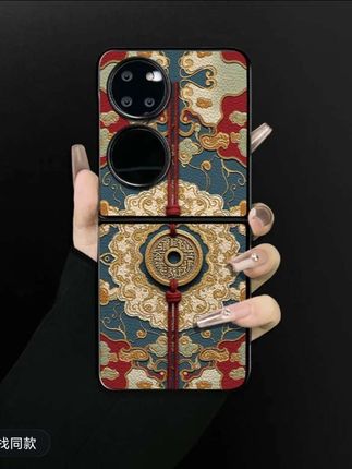 适用华为pockets手机壳招财铜币小羊皮折叠壳全包简约保护套#华为pockets #华为pocket2 #手机壳 #防摔手机壳 @DOU+小助手 @DOU+好生意 @DOU+上热门
