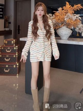小香风套装女2025早秋季穿搭针织开衫外套半身裙两件套#甜美穿搭 #小香风套裙#两件套#温柔风穿搭