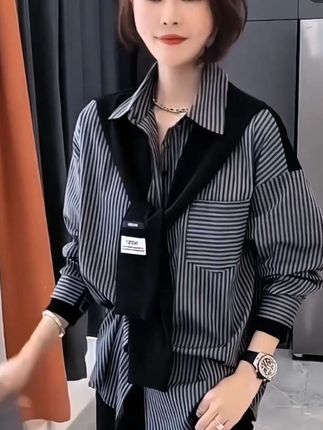 大码#假两件衬衫 #通勤搭配 #谁穿谁漂亮 #时髦穿搭 #休闲百搭