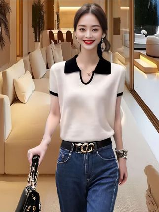 #别致翻领薄款针织衫#洋气小衫 #时髦宽松小衫 #减龄显瘦穿搭 !