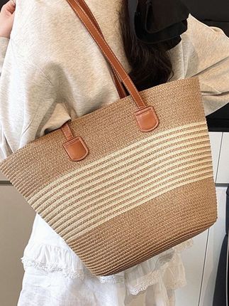 法式托特时尚休闲简约文艺韩版撞色百搭小众单肩包#托特包#法式女包#休闲百搭#文艺单肩包#韩版包包