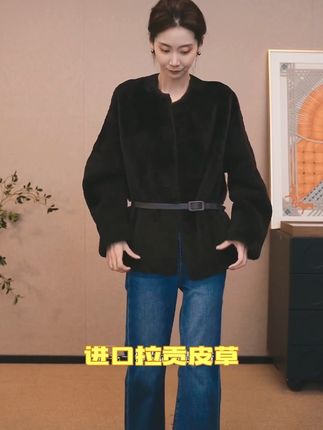 【CHENSMCHEN×JCSO】进口拉贡圆领短款皮毛一体外套#高级感穿搭 #极简穿搭 #时髦穿搭 #品味穿搭 #时尚单品