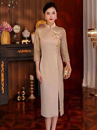 #新中式改良旗袍#显瘦婚礼喜婆婆旗袍裙#毕业季连衣裙#服装#婚庆礼服 #时尚优雅