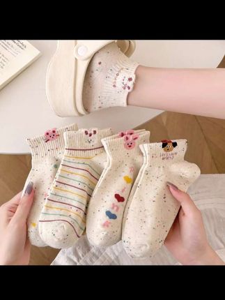 夏季薄款条纹短袜 【5/10双】袜子女袜可爱少女点子纯棉100%全棉防臭女袜#女袜推荐 #女袜穿搭