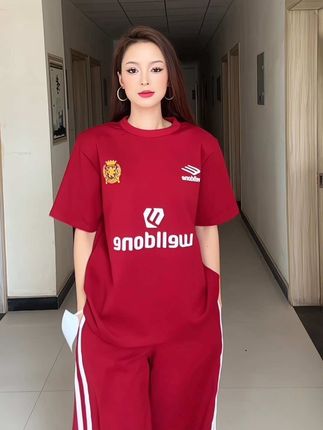 邮高腰长裤夏季休闲风薄款休闲套装 #高腰#宽松#套装#运动衣套装