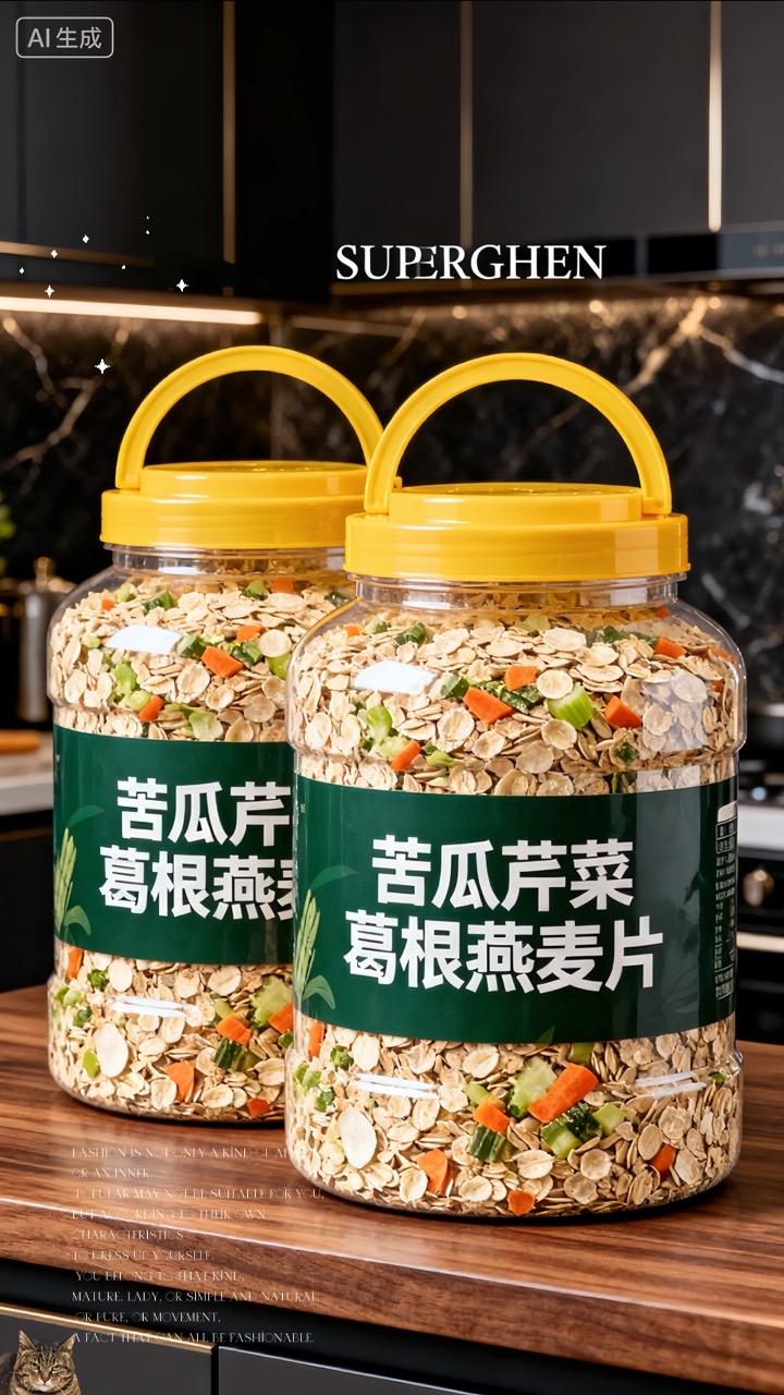 这款苦瓜芹菜葛根燕麦片,采用2斤大桶装,满满都是营养,专为中老年人精心设计。它是即食冲饮麦片,免煮冲泡超方便,饱腹感超强,让您随时随地都能享受健康生活。丰富的植物纤维,搭配山药带来的细腻口感,每一口都是对身体的贴心呵护。无蔗糖配方,吃得安心又放心,快来体验这份天然纯粹的美味吧。#早餐吃什么#燕麦片 #五谷杂粮 #强烈推荐#营养健康