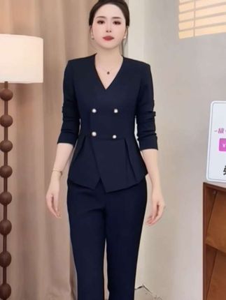 #女装套装直筒裤西服#长袖职业女裙套装西装#气质白色时尚修身#谁穿谁好看#不分年龄段