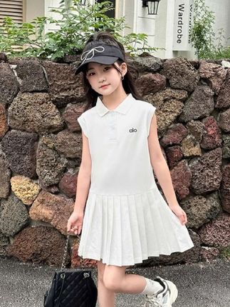 儿童polo衫连衣裙透气运动学院风百褶翻领无袖背心裙#儿童背心裙子 #儿童学院风连衣裙 #儿童polo衫 #儿童百褶裙 #宝宝无袖背心裙