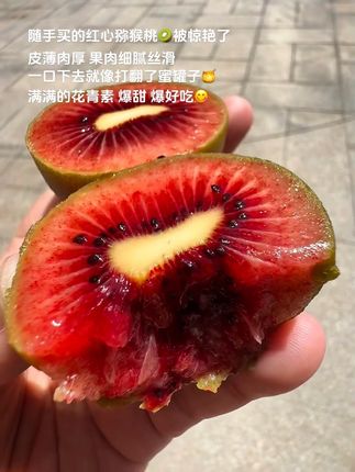 随手买的红心猕猴桃🥝被惊艳了,皮薄肉厚 果肉细腻丝滑 一口下去就像打翻了蜜罐子🍯满满的花青素 爆甜 爆好吃😋#新鲜采摘 #快来一起尝个鲜 #猕猴桃 #红心猕猴桃 #奇异果