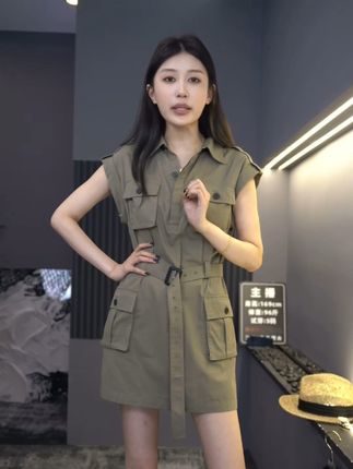 【孙钰颍】甘草绿色高腰女装复古欧美风简约通勤夏季连衣裙#今天穿什么 #高级感穿搭 #显瘦穿搭 #夏季穿搭 #谁穿谁好看