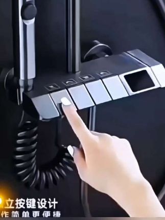 九牧王增压淋浴花洒套装,恒温智能数显水镀枪灰色,按键出水冷热龙头##九牧王 #淋雨花洒套装 #卫生间好#美观实用 #淋浴花洒@巨量千川 #卫生间好