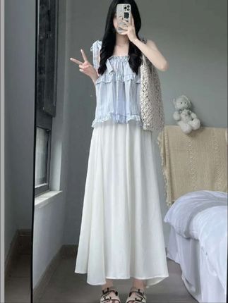紫色阔腿裤女高腰垂感夏季薄款褶皱a字百褶半身裙小个子紫色裙裤#百搭爆款