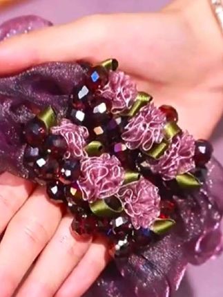 #发饰紫藤花大肠发圈#头花时尚欧根纱扎发皮筋#好物推荐 #