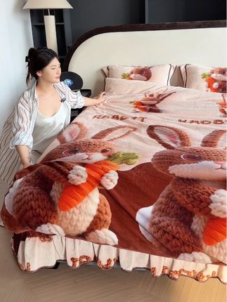 加厚保暖牛奶绒四件套 双面绒的 柔软舒适 特别合适宝妈带孩子睡 保暖效果满分。