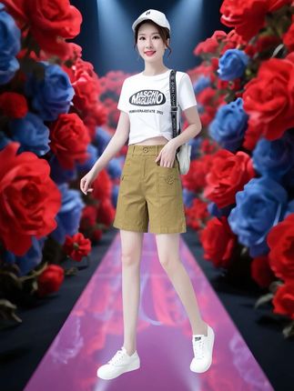 #夏季穿搭 时尚洋气五分宽松短裤#谁穿谁漂亮 #美出高级感 #秀出好身材