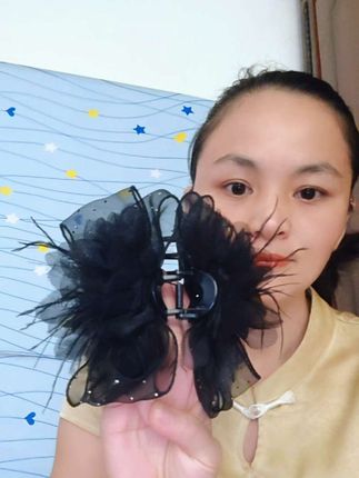 新款百搭 #满天星花朵羽毛抓夹 时尚洋气,随手扎都好看 #抓夹造型 #盘发发饰 #头饰发饰 #抓夹用法