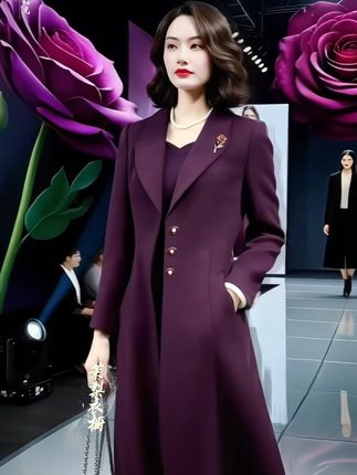 中长款风衣连衣裙两件套女2025年春秋妈妈长袖套装礼服裙 #早秋贵气感穿搭#早秋通勤出游穿搭一起拿捏#穿出自己的风格#气质穿搭#礼服