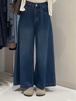 垂感牛仔裤女遮胯阔腿裤秋宽松喇叭裤梨型身材高腰显瘦百搭九分裤#时尚穿搭 #裤子穿搭 @抖加🔥上热门🔥dou+🔥热点宝 @抖加上热门 @巨量千川