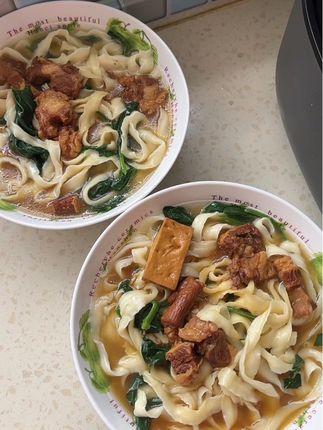 今天做了美味的牛肉面,自己卤的牛肉,太好吃了,主要还省钱,40块钱的牛肉吃了两顿,太满足了