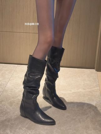 增高6公分皮面长筒堆堆靴#靴子推荐 #长筒靴 #堆堆靴 #长靴不掉筒