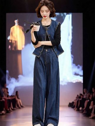 #上热门破1000万粉丝 #休闲减龄穿搭 #牛仔套装 #复古穿搭 #时尚搭配