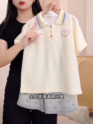 女童短袖T恤夏装2025新款女孩洋气宽松休闲中大童POLO衫 #女童短袖T恤 #儿童短袖 #夏季短袖 #短袖推荐 #女童短袖