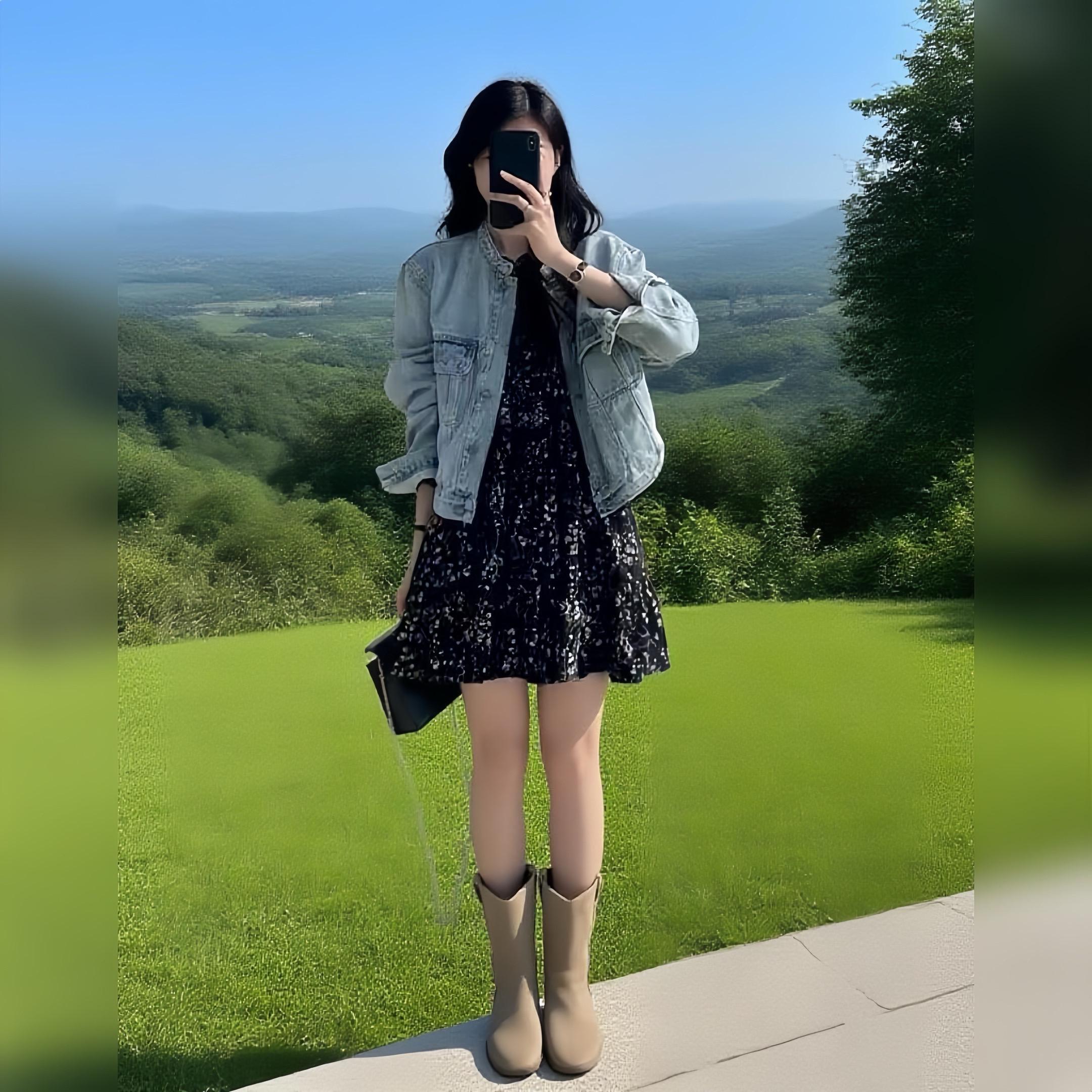 温柔风!微胖姐妹都去穿这套牛仔外套加碎花裙 真的太显瘦了 碎花裙穿上很甜美#温柔风穿搭 #高级感穿搭 #今日穿搭 #出游穿搭 #ootd穿搭分享