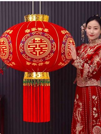 结婚灯笼喜字灯笼大红灯笼喜庆婚房挂饰阳台大门院子灯笼。#喜字大灯笼#结婚灯笼#红色喜庆 #婚礼布置现场 #防水防风