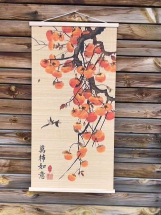 #万柿如意 #柿柿如意 #柿子挂画 #竹编挂画 #玄关装饰画 @DOU+上热门