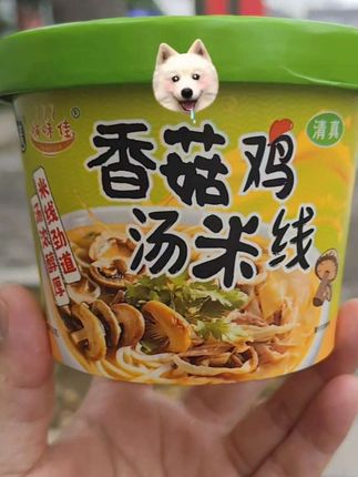 香菇鸡汤米线。 哇塞,这款香菇鸡汤米线简直绝了,味道鲜美,口感十足,让人欲罢不能。操作简单便捷,随时随地都能享用。#米线 #速食美食