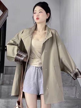 小个子立领风衣外套 #风衣 #穿搭 #时尚穿搭 #韩系穿搭 ##穿搭分享