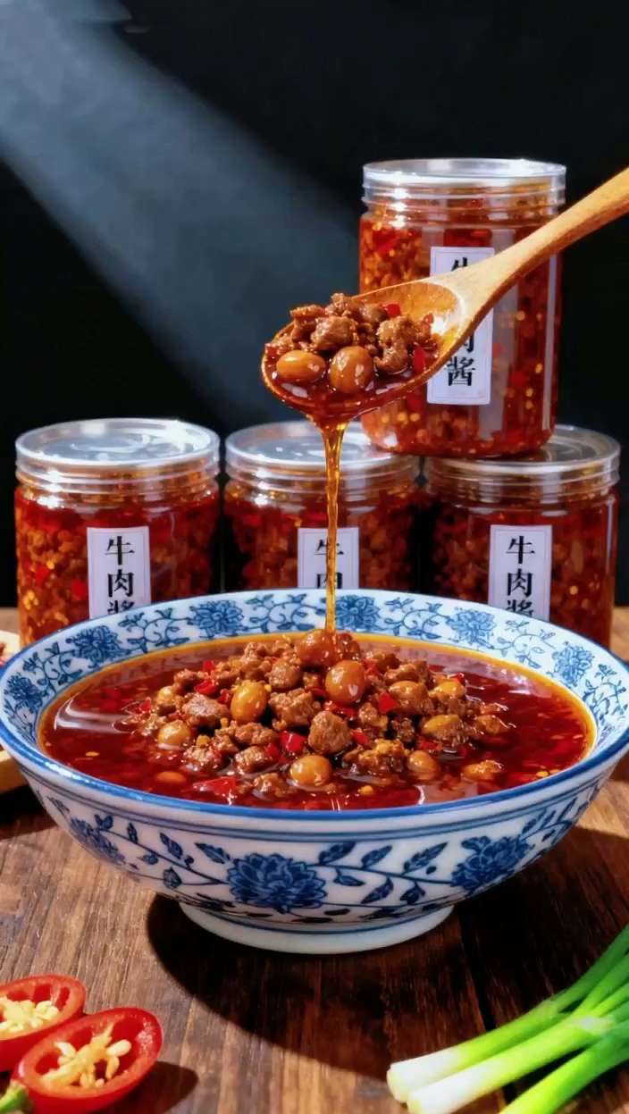 香辣牛肉酱,拌饭、蘸菜都绝配!一碗白饭瞬间升级🍜😋 #下饭菜 #万能蘸料#强烈推荐 #家庭美食家常菜 #调味品