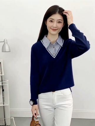 姐妹们,这件假两件polo领上衣真的太绝了!它是那种宽松的版型,不仅舒服还很藏肉,而且超级百搭,不管是单穿还是叠穿都很好看。有了它再也不用担心每天出门纠结穿搭了。#每日分享 #穿搭分享 #减龄气质 #女装穿搭 #强烈推荐