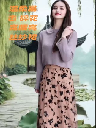 温柔暴击! 碎花高腰亮丝纱裙,大摆,百褶网纱半身裙显瘦又显气质#围观红人神级出片现场 #半身裙#亮丝纱裙#儿童拳击#升降袜
