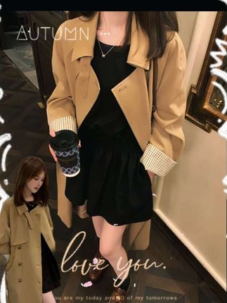 FUGUI RICH小个子风衣女秋季新款翻领纽扣百搭显高显瘦中长款外套#外套 #气质风衣穿搭 #气质外套 #中长款大衣 ##风衣
