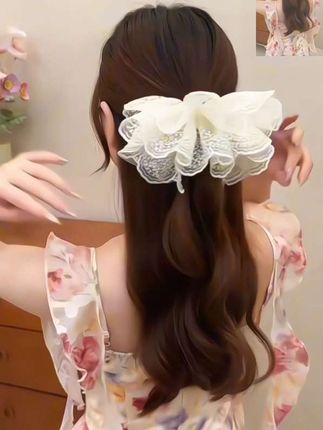 #蕾丝大肠发圈 双层裙摆蕾丝发圈气质发饰低马尾头绳甜美大肠圈#女人 爱不释手