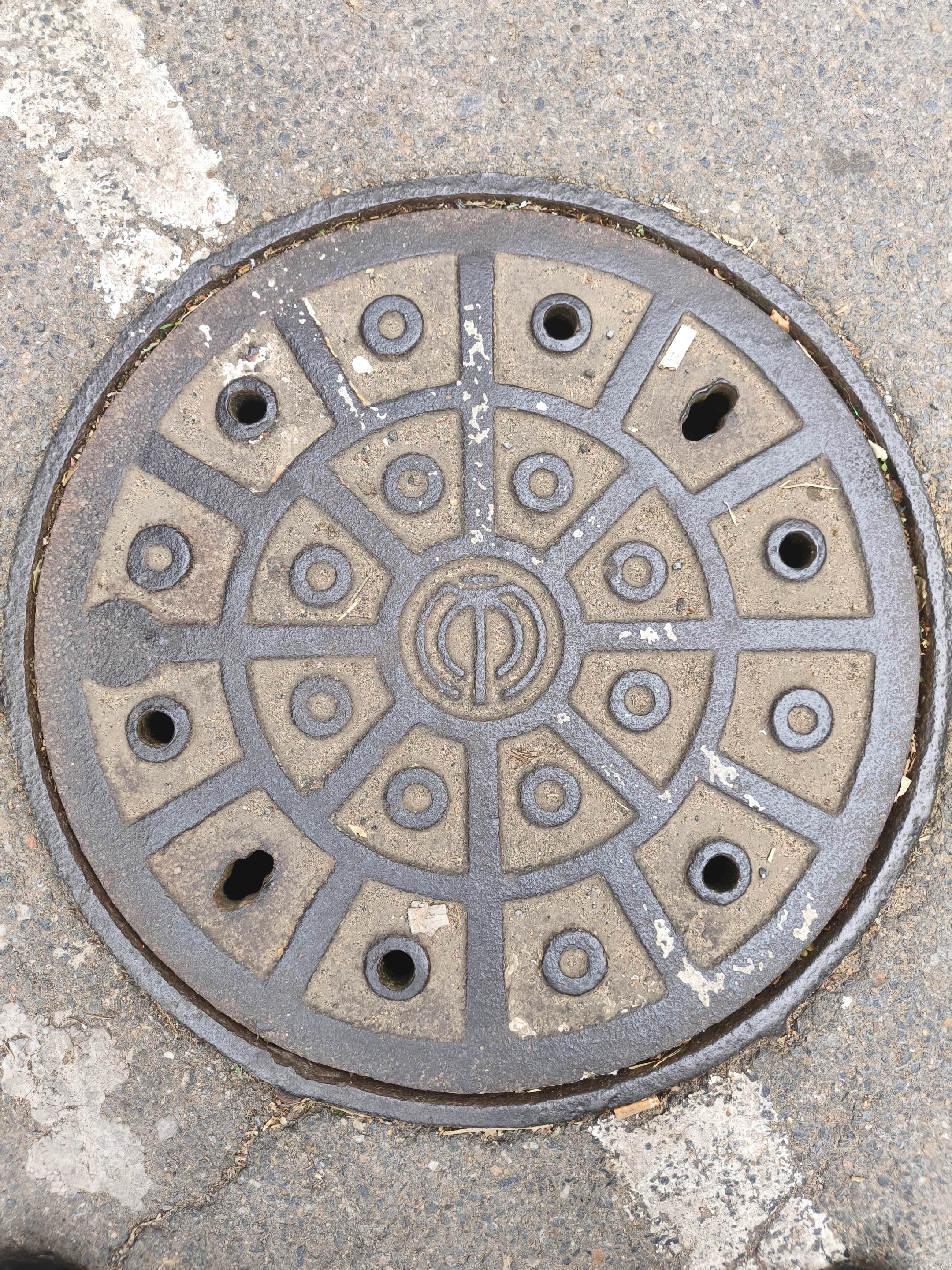 伪满时期带有沈阳市徽的井盖。#历史#伪满#沈阳#城市文化