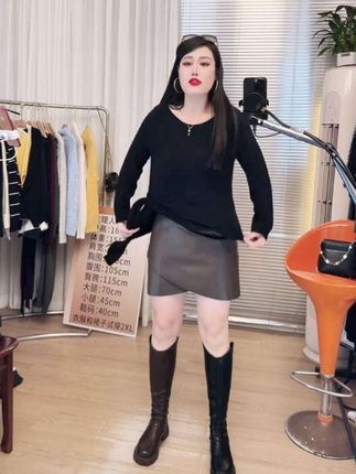 新款来了#皮裙#皮裙搭配 #大码女装#半身裙 #秋冬穿搭