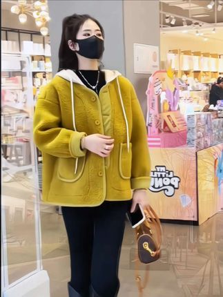 2025秋冬装新款加厚连帽毛毛一体外套#宽松休闲保暖毛毛上衣