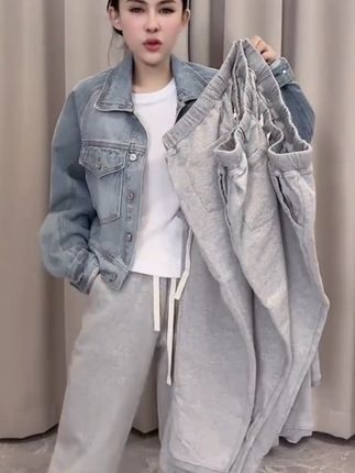 2025 早秋新款Aimeerosa/艾洛莎洋气百搭圈棉卫裤女夏季新款显瘦八分直筒休闲裤