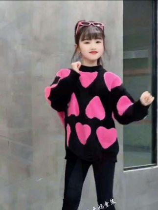 #女童春秋新款爱心毛衣#秋冬穿搭 #分享穿搭 #每天穿搭分享