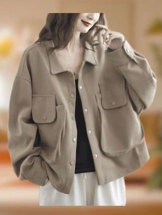 休闲长袖短外套女,春秋新款韩版宽松百搭时尚休闲上衣#显高显腿长穿搭 #极简老钱风穿搭 #小个子穿撘 #时尚洋气百搭