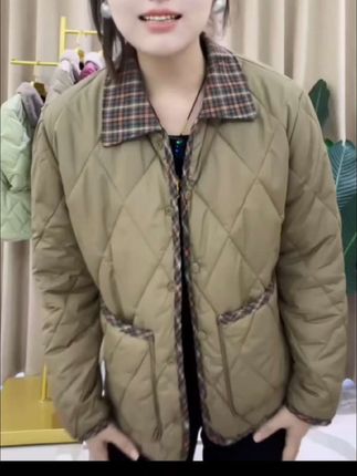 大码薄棉外套棉服小香风棉袄翻领短款秋冬耐磨加绒女棉衣保暖时尚#女装#保暖外套#棉服#中老年女装 #妈妈装