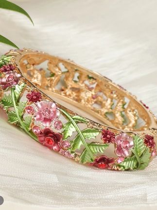铜合金合成锆石手镯 【璎珞摇春景泰蓝手镯】国风高级感饰品 130524#铜合金手镯珐琅 #国风手镯饰品 #手镯饰品 #国风手镯饰品 #手镯推荐