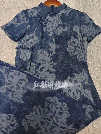 【云锦】夏季中长旗袍 藏蓝色薄款日常复古大花时尚中国风#长旗袍 #复古 #中国风 #夏季穿搭